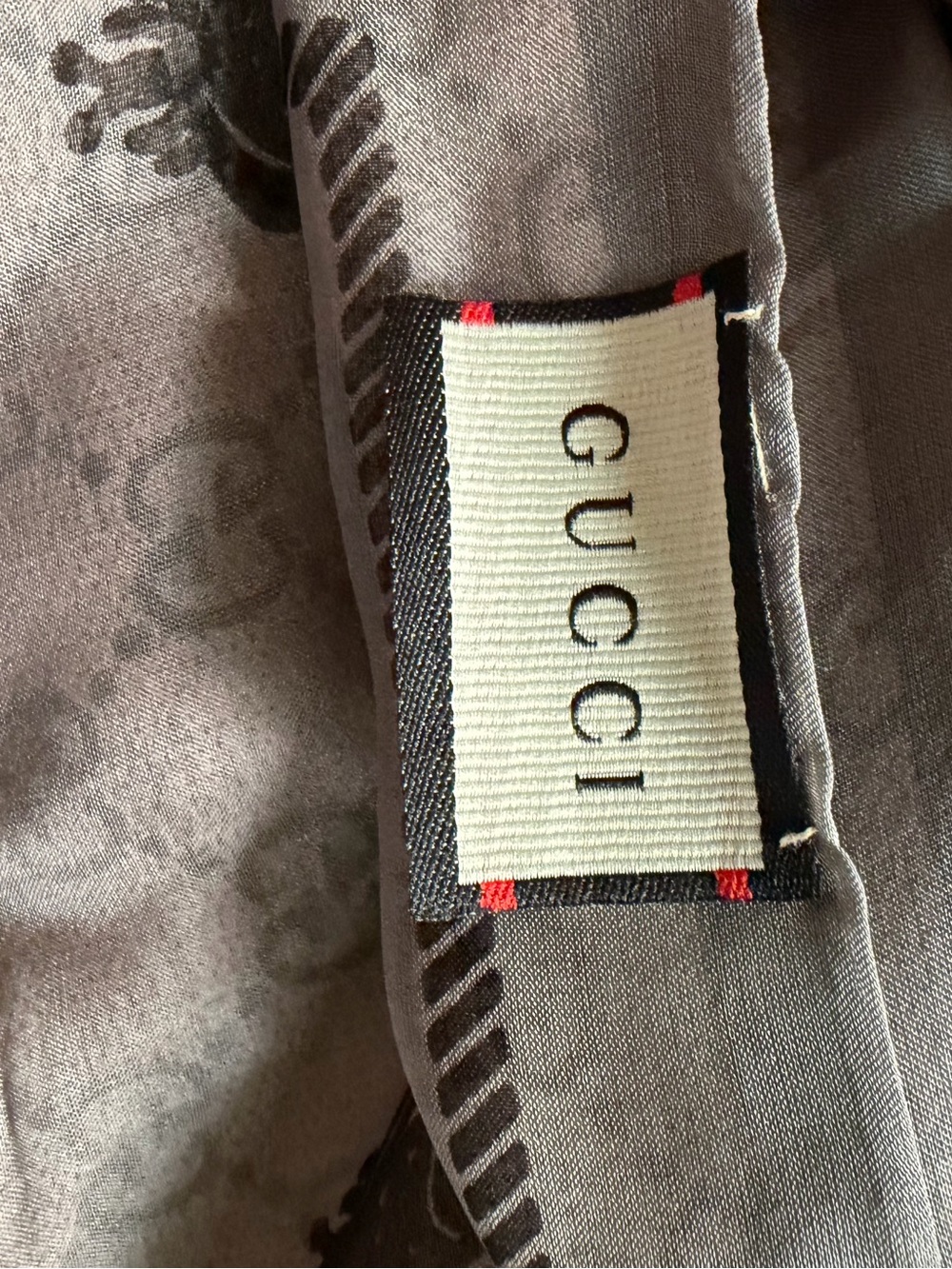 Monogram Pattern Beige & Gray Scarf - Picture 2 of 3